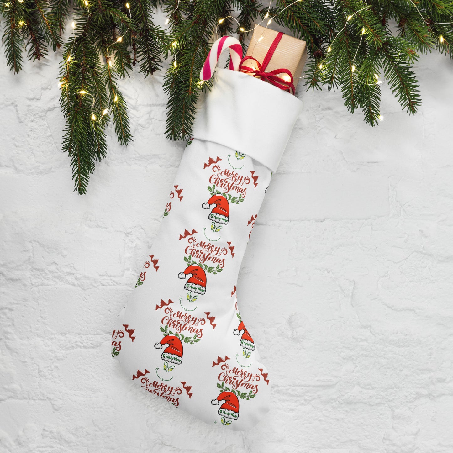 Merry Christmas / G'rinchy Wear (White) - Christmas Stocking