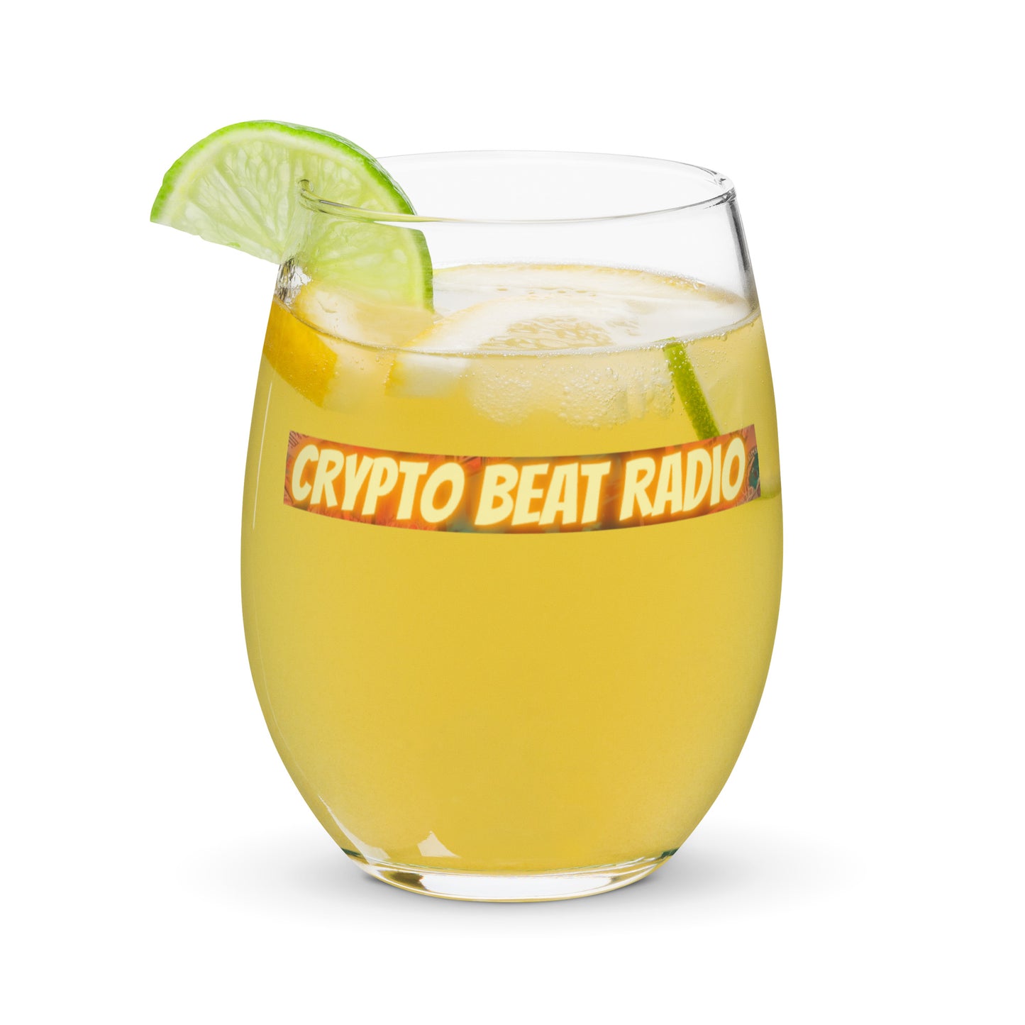 Crypto Beat Radio - Stemless Wine Glass