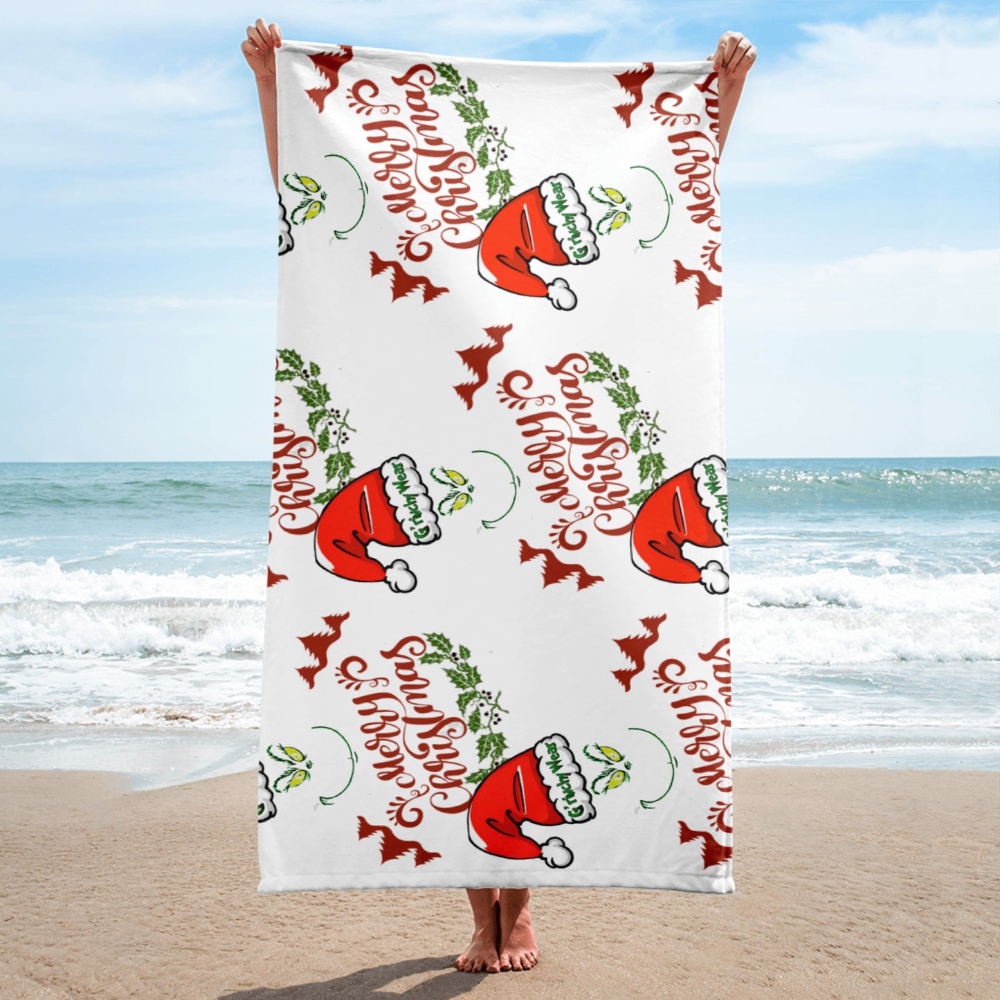 Merry Christmas / G'rinchy Wear (White) - Towel
