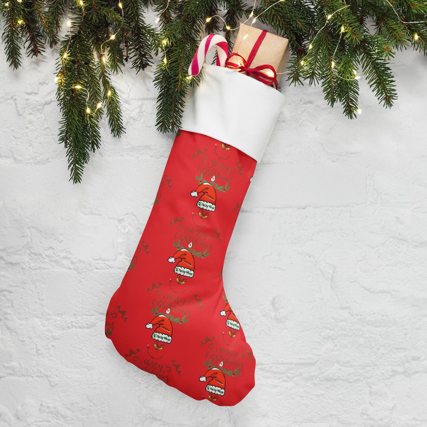 Merry Christmas / G'rinchy Wear (Red) - Christmas Stocking